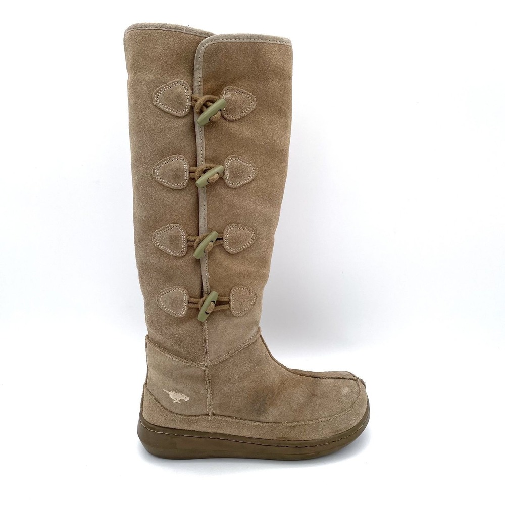 Vintage Y2K Rocket Dog Tan Suede Faux Fur Tall Toggle Boots Women's Size 7